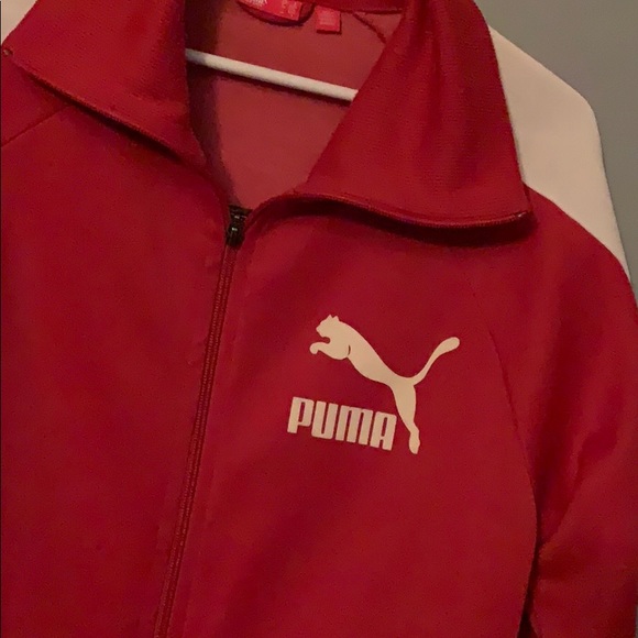 red puma zip up sweater